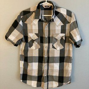 Salt Valley Men’s Western Shirt Grey Check Size Small